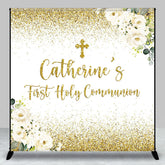 Lofaris Gold Glitter First Holy Communion Custom Name Backdrop